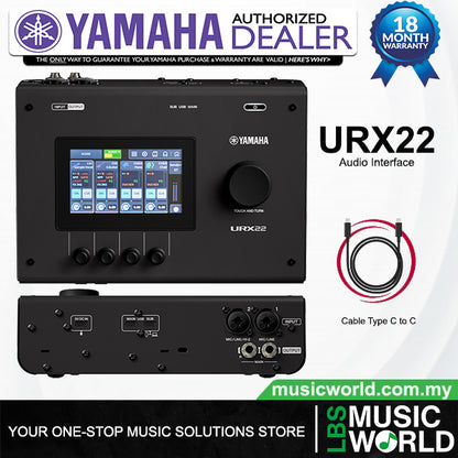 Yamaha URX22 Compact USB-C Audio Interface with 2 URX Preamp and Touchscreen Display