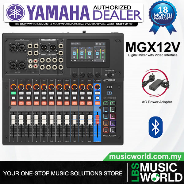 Yamaha MGX12V 18 Channel Digital Mixer Mixing Concle with Video Interface and Bluetooth