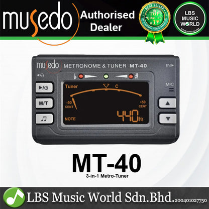 Musedo MT-40 3 in 1 Metronome Chromatic Tuner and Tone Generator for All Instrument (MT40 MT 40)
