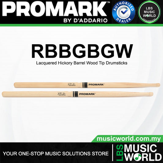 Promark RBBGBGW Bob Gatzen Lacquered Hickory Barrel Wood Tip Drumsticks