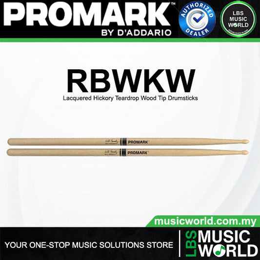 ProMark RBWKW Will Kennedy Lacquered Hickory Teardrop Wood Tip Drumsticks