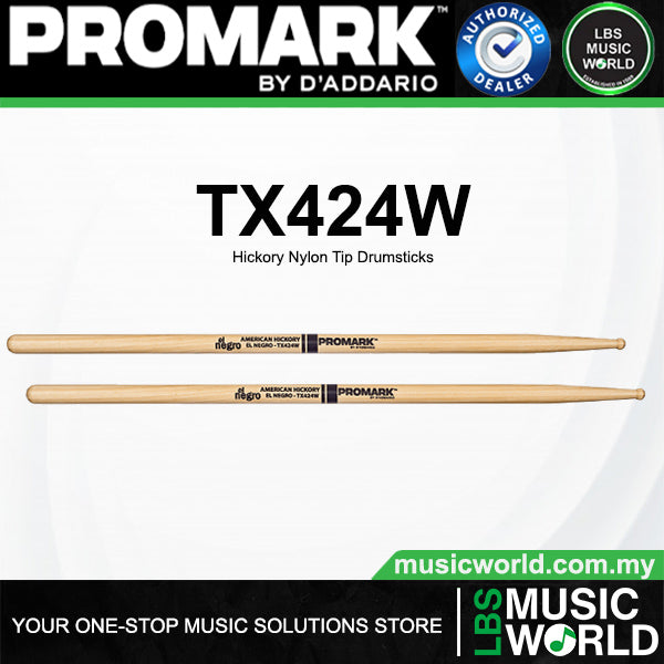 ProMark TX424W Horacio "El Negro" Hernandez Hickory Small Round Wood Tip Drumsticks