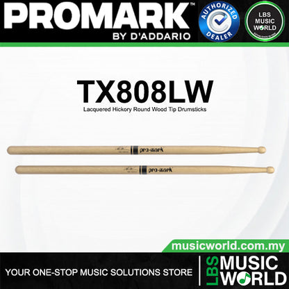 ProMark TX808LW Ian Paice  Hickory Large Round Wood Tip Drumsticks