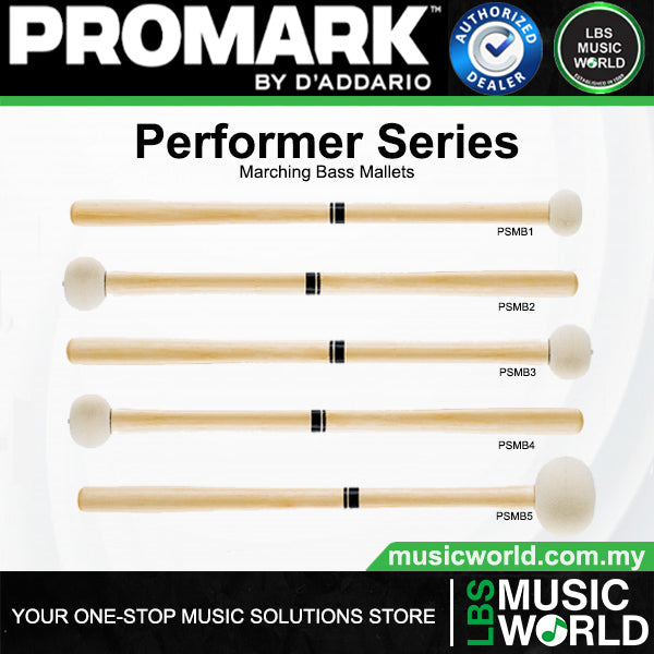 ProMark Performer Series Hickory Puffy Felt Tip Marching Bass Mallet - Standard