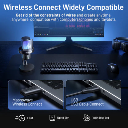 Maono DM40 PRO Wireless USB-C Mic Condenser Microphone with Desktop Stand