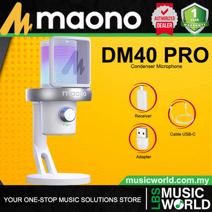 Maono DM40 PRO Wireless USB-C Mic Condenser Microphone with Desktop Stand