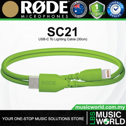 Rode SC21 USB-C to Lightning Accessory Cable 30cm Connect with WFi Certified Microphone