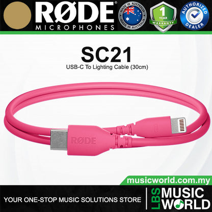 Rode SC21 USB-C to Lightning Accessory Cable 30cm Connect with WFi Certified Microphone