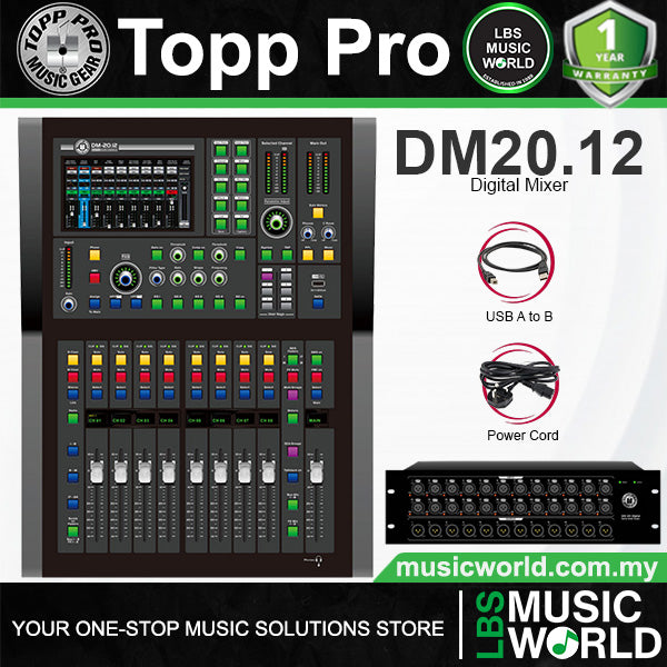 Topp Pro DM20.12 20 Channel Digital Mixer Console with 7 Inch Touch Screen
