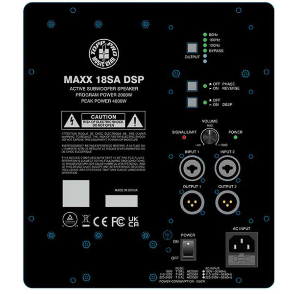 Topp Pro MAXX 18SA DSP 18 Inch 4000 Watt Active Powered Subwoofer Speaker Cabinet