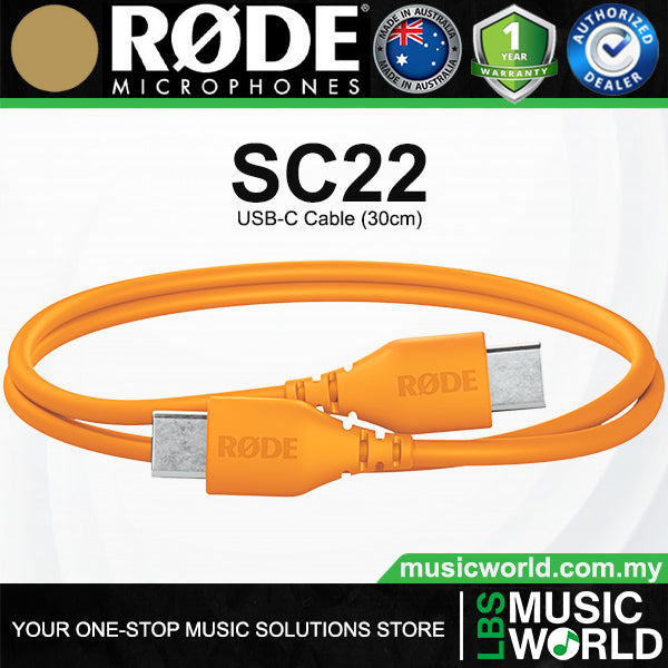 Rode SC22 USB-C to USB-C Cable 30cm for Microphone and Devices