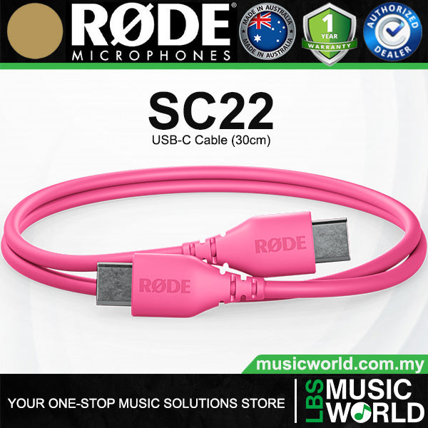 Rode SC22 USB-C to USB-C Cable 30cm for Microphone and Devices