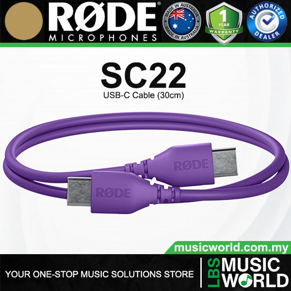 Rode SC22 USB-C to USB-C Cable 30cm for Microphone and Devices