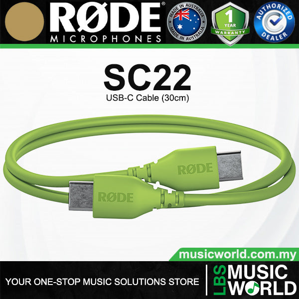 Rode SC22 USB-C to USB-C Cable 30cm for Microphone and Devices
