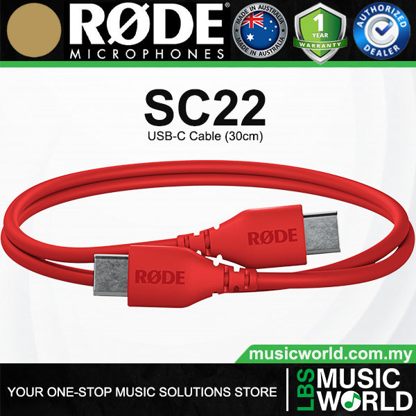 Rode SC22 USB-C to USB-C Cable 30cm for Microphone and Devices