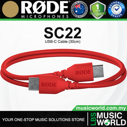 Rode SC22 USB-C to USB-C Cable 30cm for Microphone and Devices