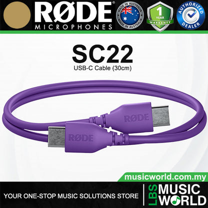Rode SC22 USB-C to USB-C Cable 30cm for Microphone and Devices