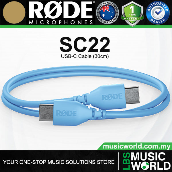 Rode SC22 USB-C to USB-C Cable 30cm for Microphone and Devices