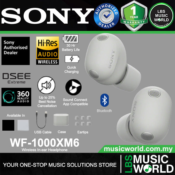 Sony WF-1000XM6 Truly Wireless Noise Cancelling Earbuds with Hi-Res Audio (WF1000XM6)