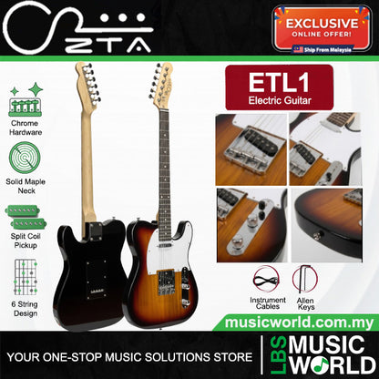 ZTA ETL1 Telecaster Electric Guitar Package with Amplifier Bundle Set