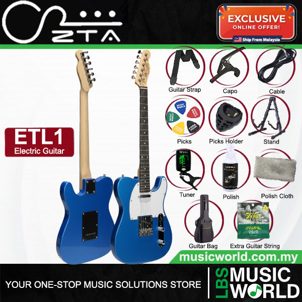 ZTA ETL1 Telecaster Electric Guitar Package with Amplifier Bundle Set