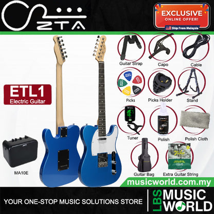 ZTA ETL1 Telecaster Electric Guitar Package with Amplifier Bundle Set