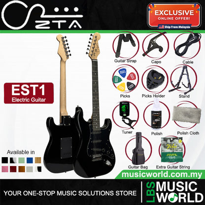 ZTA EST1 Stratocaster Electric Guitar Package Bundle Set with Tremolo