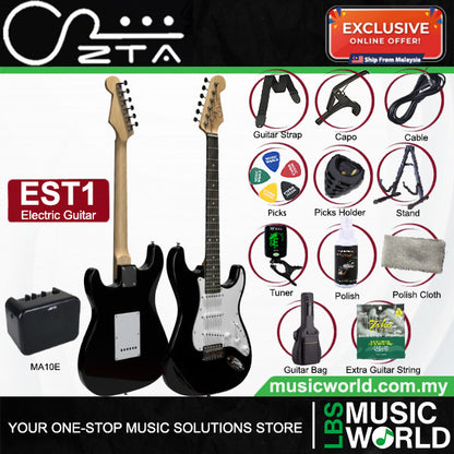 ZTA EST1 Stratocaster Electric Guitar Package Amplifier Bundle Set with Tremolo