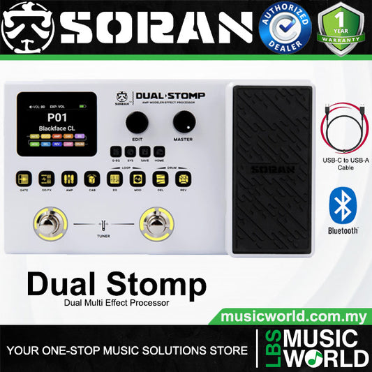 SORAN Dual Stomp Pedal Amp Modeling Multi Effects Electric Guitar And Bass Processor