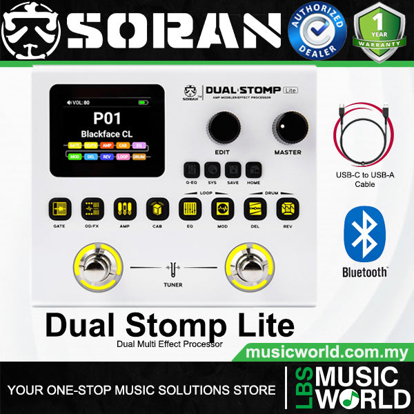 SORAN Dual Stomp Pedal Amp Modeling Multi Effects Electric Guitar And Bass Processor