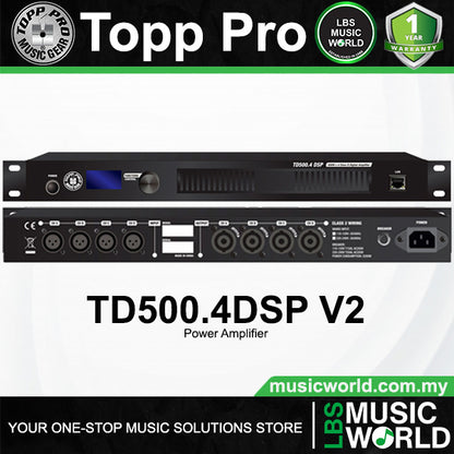 Topp Pro TD500.4DSP V2 500 Watt 4 Channel Power Amplifier with DSP Control