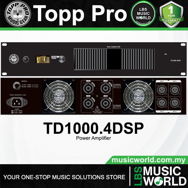 Topp Pro TD1000.4 DSP 1000 Watt 4 Channel Power Amp Amplifier Built in DSP Processing