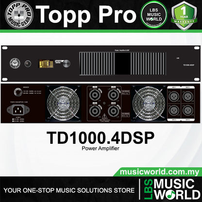 Topp Pro TD1000.4 DSP 1000 Watt 4 Channel Power Amp Amplifier Built in DSP Processing