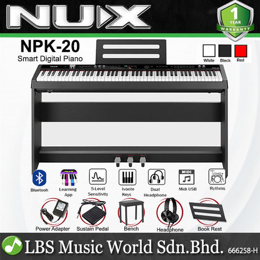 NUX NPK-20 88 Key Digital Piano With Wooden Stand, Bluetooth and Weighted Keyboard (NPK20 NPK 20)