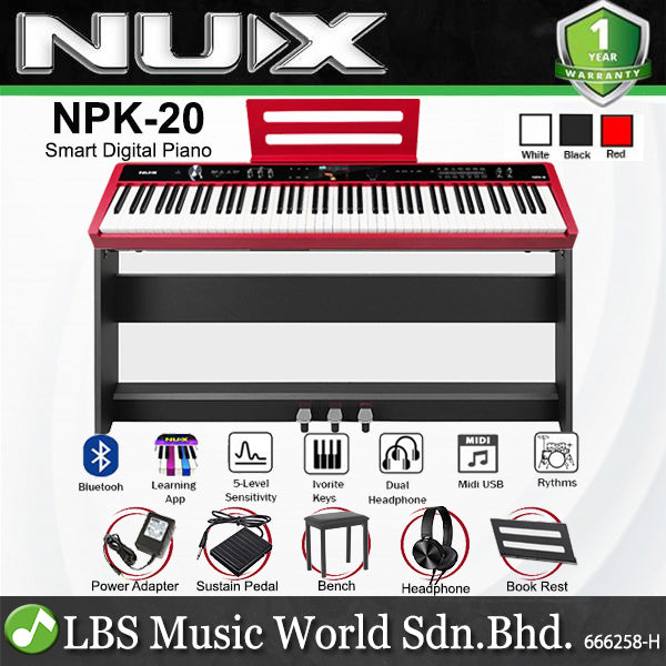 NUX NPK-20 88 Key Digital Piano With Wooden Stand, Bluetooth and Weighted Keyboard (NPK20 NPK 20)