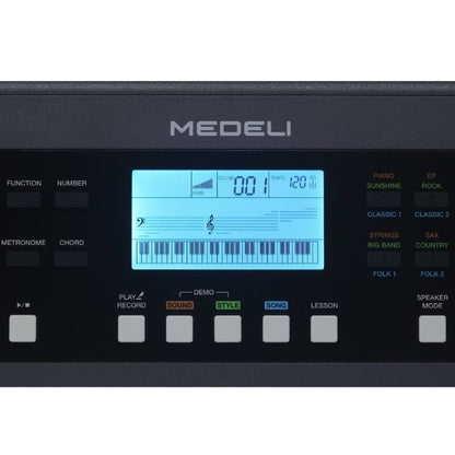 Medeli IK110 61 Keys Portable Keyboard Complete Package with Original Adapter - Black