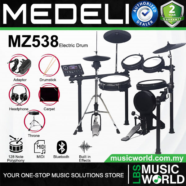 Medeli MZ538 Digital Electric Drum Set Package with Throne