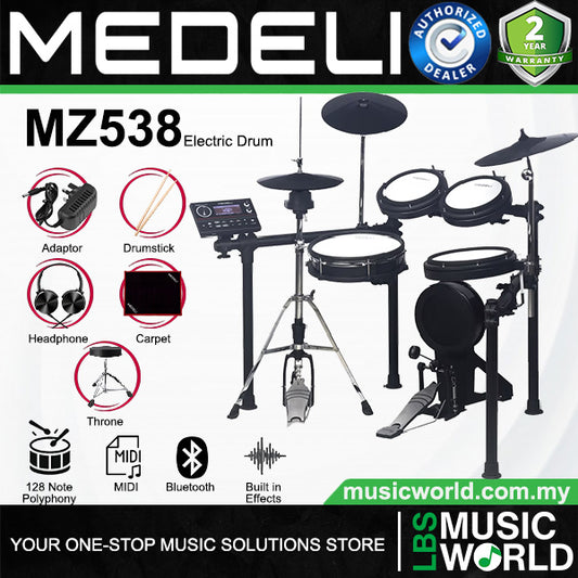 Medeli MZ538 Digital Electric Drum Set Package with Throne