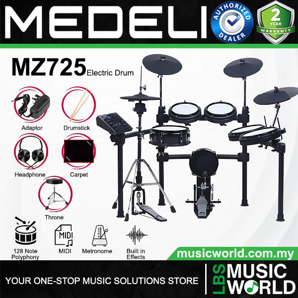 Medeli MZ725 Digital Electric Drum Set Package with Throne