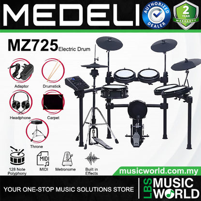 Medeli MZ725 Digital Electric Drum Set Package with Throne