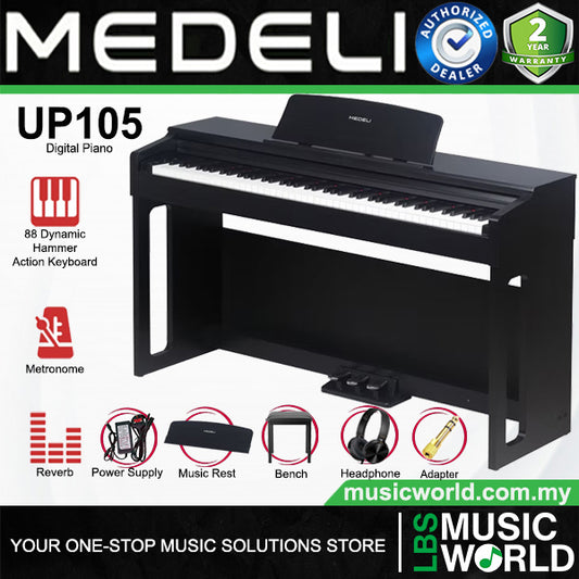 Medeli UP105 88 Keys Entry Level Upright Piano Package With Built In Metronome