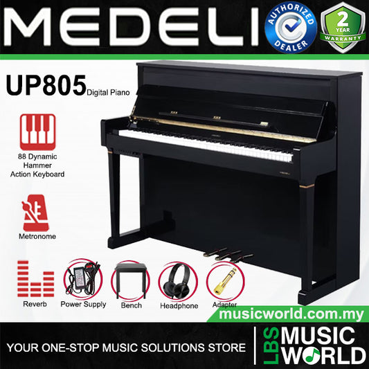 Medeli UP805 88 Keys Digital Piano Package With Graded Action 3 Sensor Premium Wood