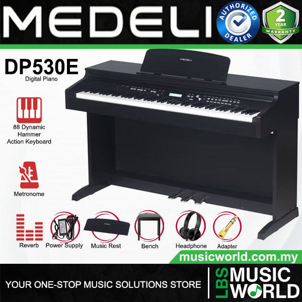 Medeli DP530E 88 Keys Upright Piano Package With Backlit LCD Display for Versatile