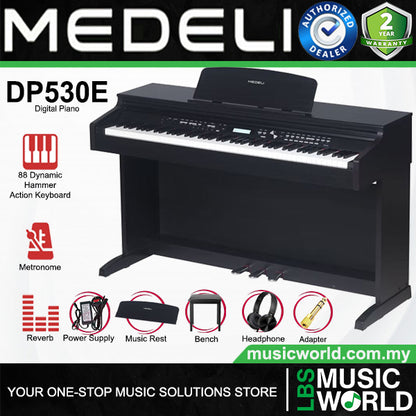 Medeli DP530E 88 Keys Upright Piano Package With Backlit LCD Display for Versatile