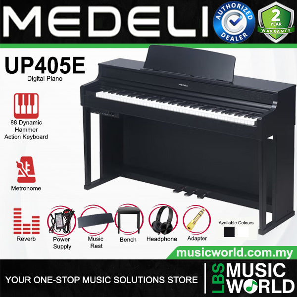 Medeli UP405E 88 Keys Upright Piano Package With Graded Action 3 Sensor Premium