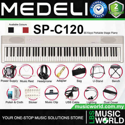 Medeli SP-C120 88 Keys Compact Digital Acoustic Piano Package Built In Dual Headphone Jack