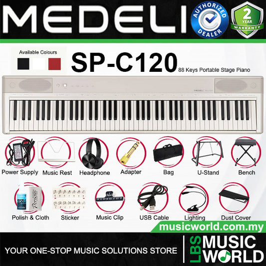 Medeli SP-C120 88 Keys Compact Digital Acoustic Piano Package Built In Dual Headphone Jack