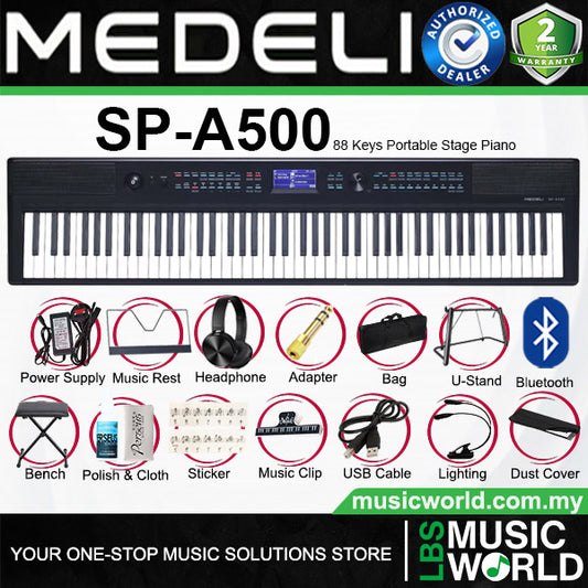 Medeli SP-A500 88 Keys Compact Portable Digital Piano With Backlit LCD Built in Instrument Sound