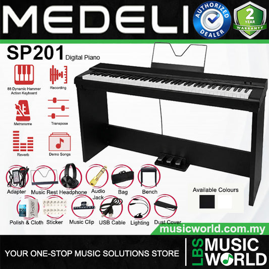 Medeli SP201 88 Keys Slim Digital Piano Built in Stereo Speaker and Companion App Package