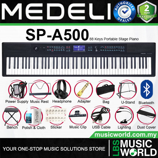 Medeli SP-A500 88 Keys Compact Portable Digital Piano With Backlit LCD Built in Instrument Sound